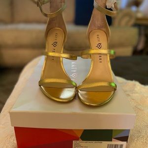 Katy Perry Vilma-Metallic Leather Heels -Gold